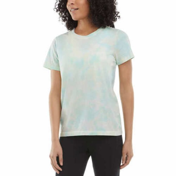 Danskin Women’s Short Sleeve Tie Dye Tee Crystal Turquoise Combo NWT NEW - Picture 4 of 6